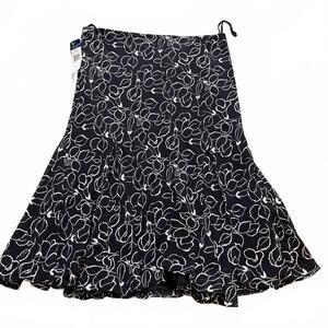 CHAPS Ralph Lauren Palm Beach/Black Pearl Pull On Flouncy Skirt SZ XL Y2K Career